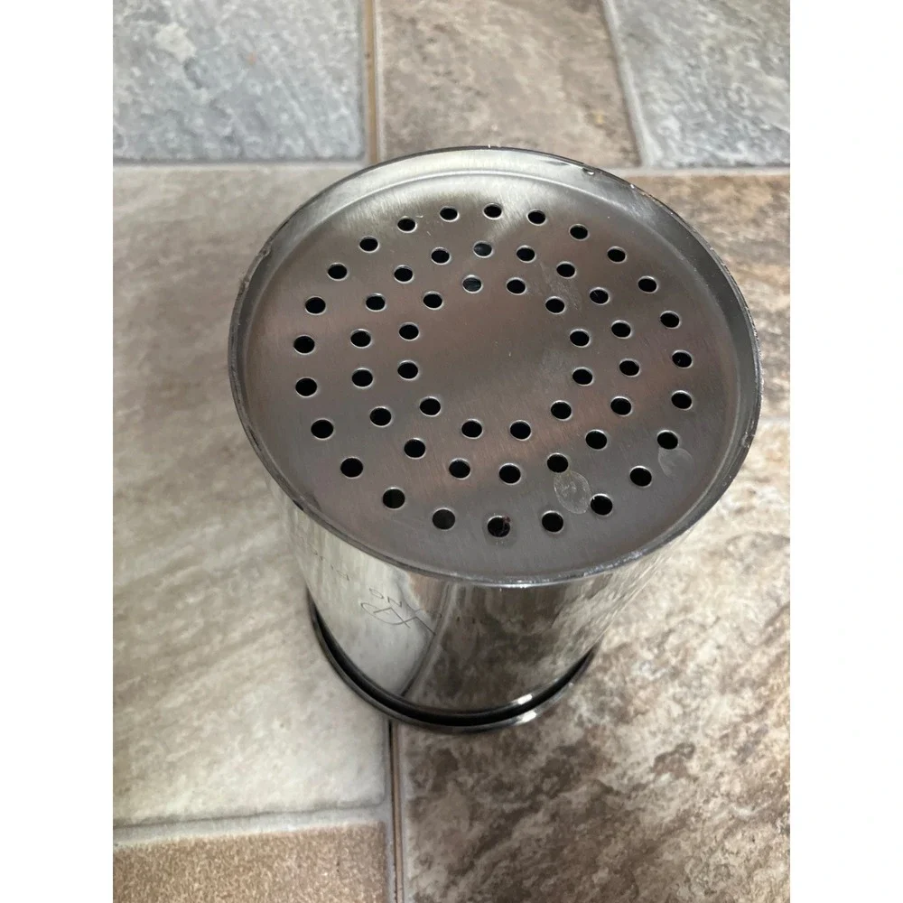 Wolfgang Puck Stainless Steel Utensil Holder Kitchen Tool Crock Silver 6 Inch